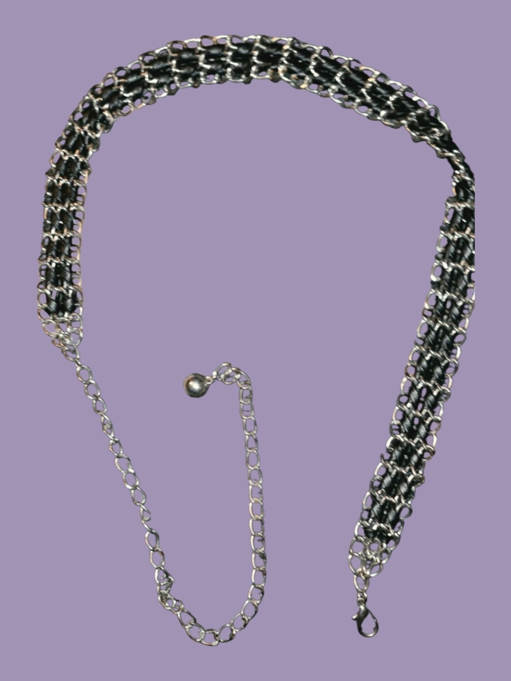 Silver and Black Mixed Chain Belt By Kenneth Cole